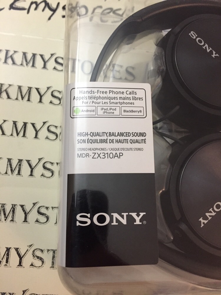 New Sony MDR-ZX310AP Headband Headphones with Microphone-Black