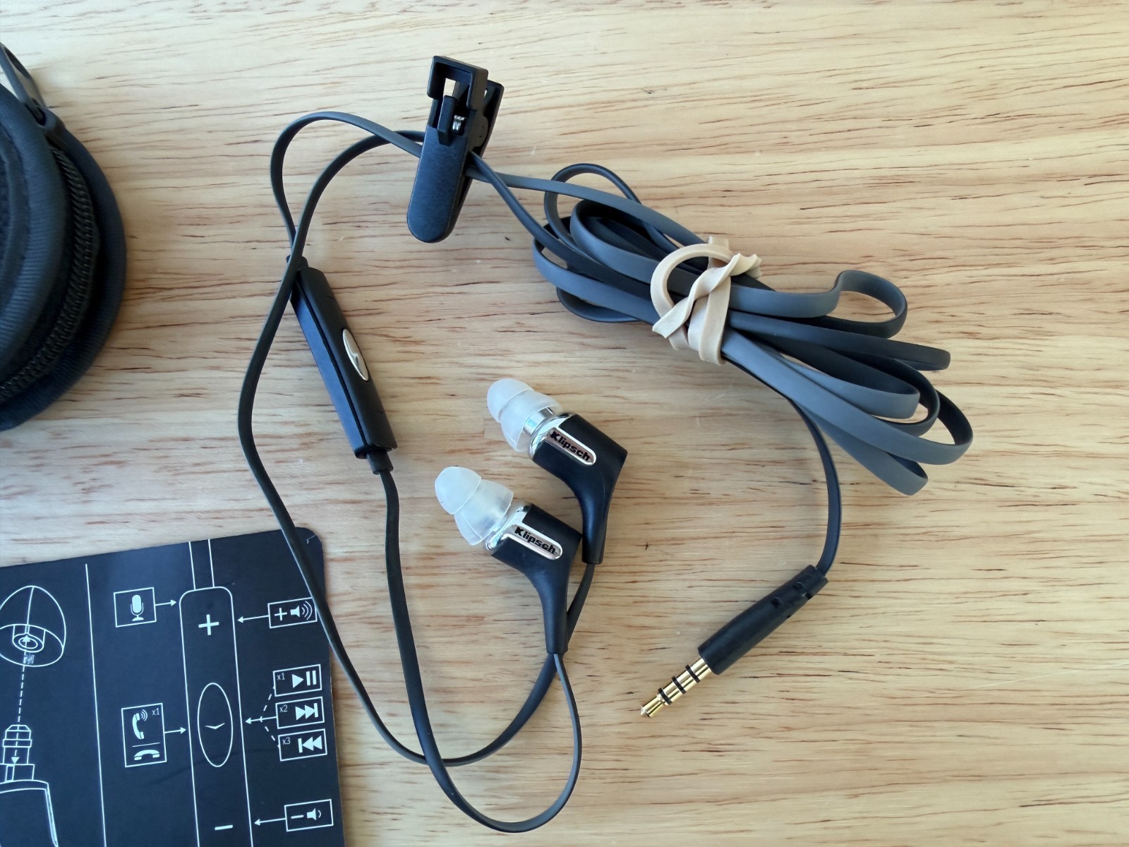 Klipsch R6i Black Wired In-Ear Earbuds Headphones w/ Case and Ear Tips TESTED