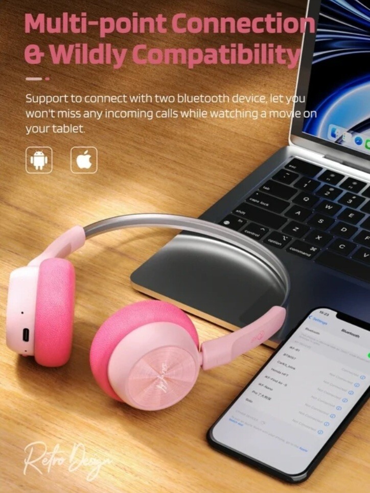 iKF R1 Wireless Retro Headphones | Bluetooth V 5.3 | 60 Hours Playtime | APP…