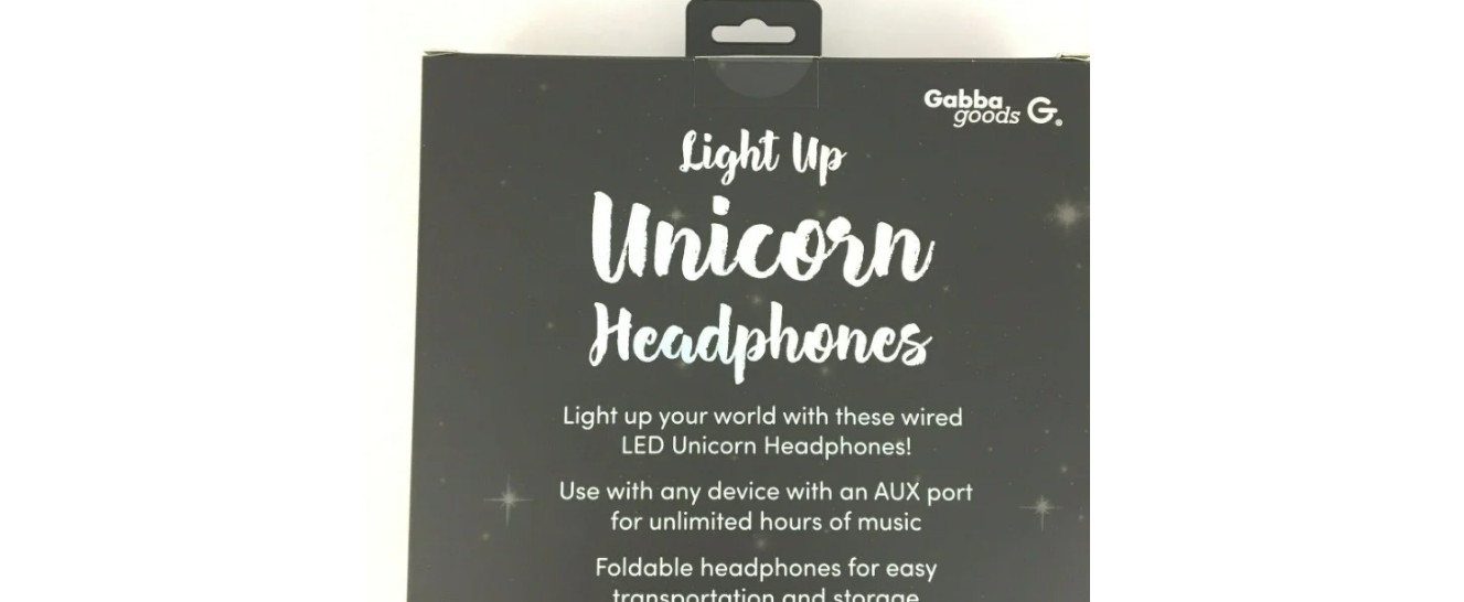 Light-up Unicorn Headphones Black/ Purple by Gabba Goods Premium LED NEW IN BOX