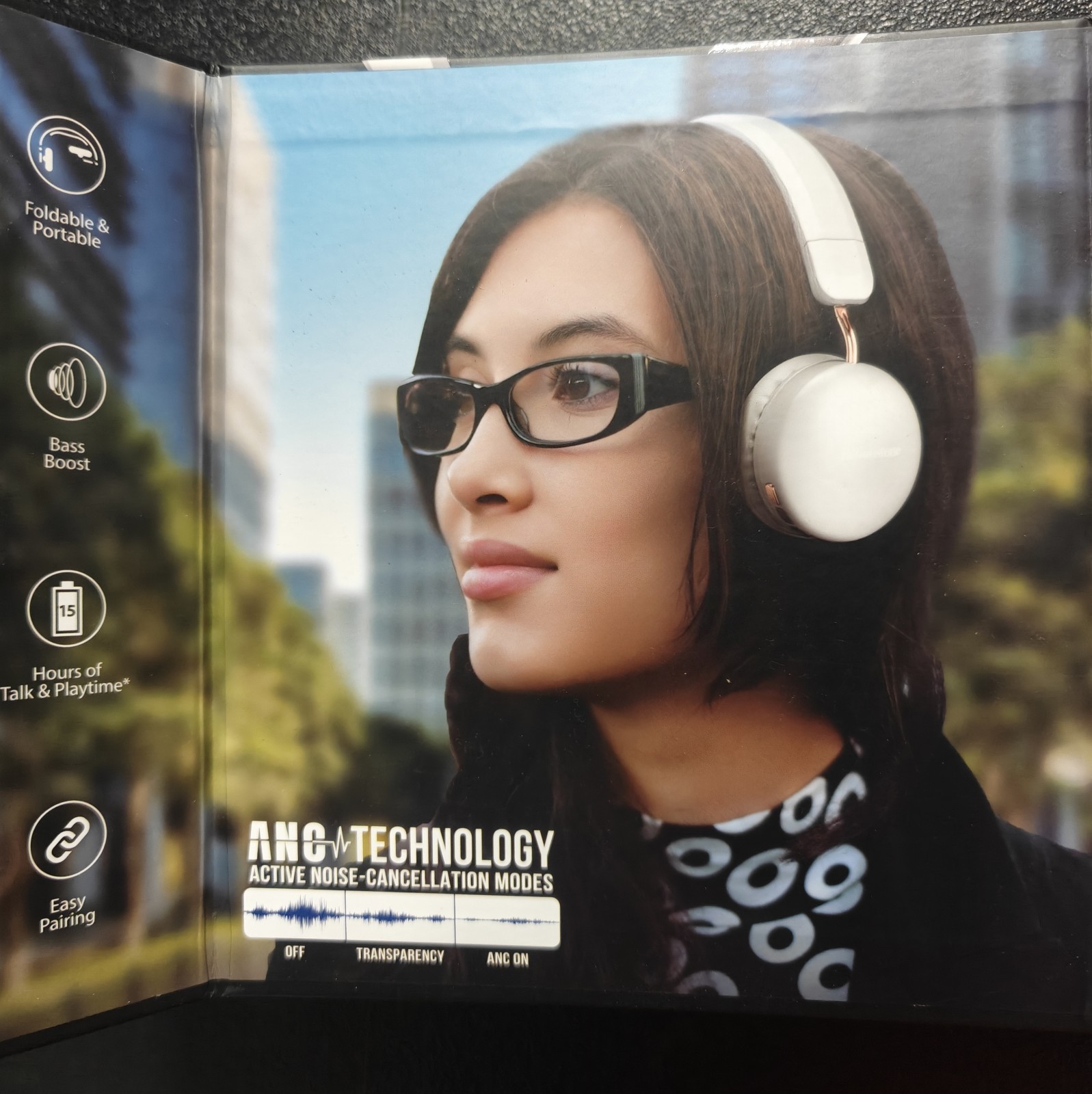 Brookstone White PROANC Over-Ear Headphones with Modern Comfort