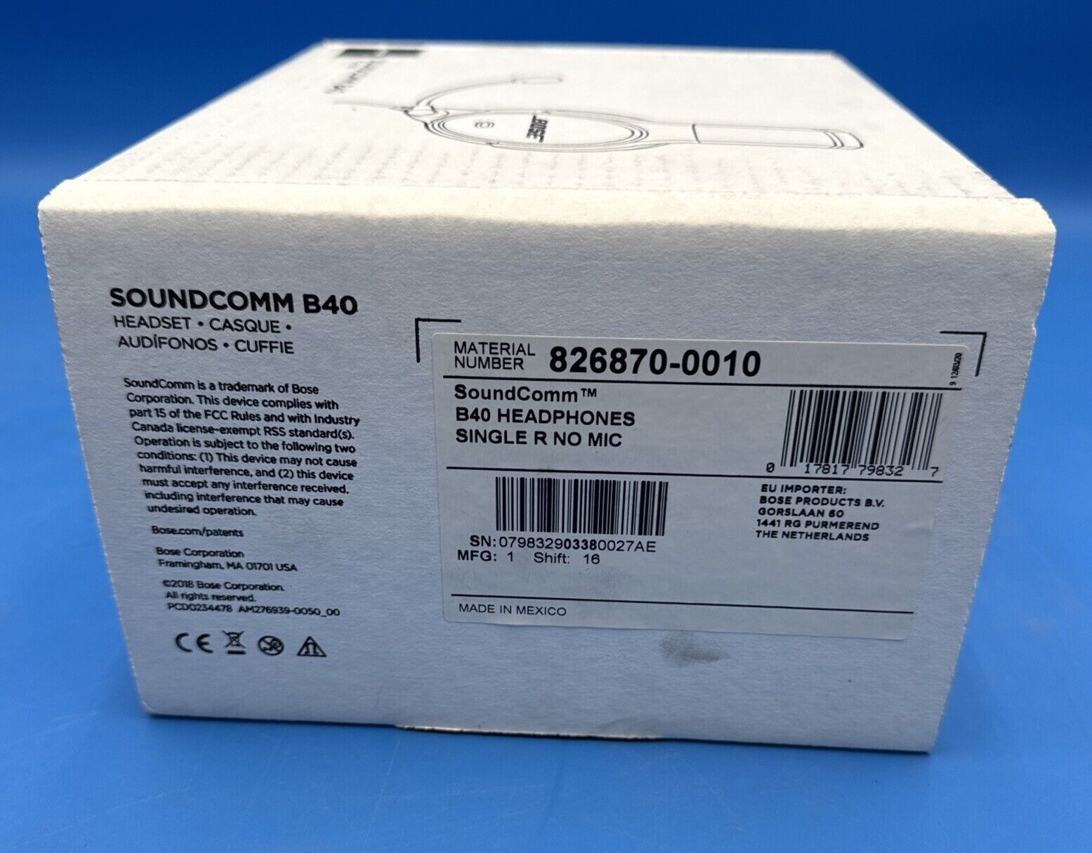 Bose Professional SoundComm B40 Intercom Headphone Single Right Headset No Mic..