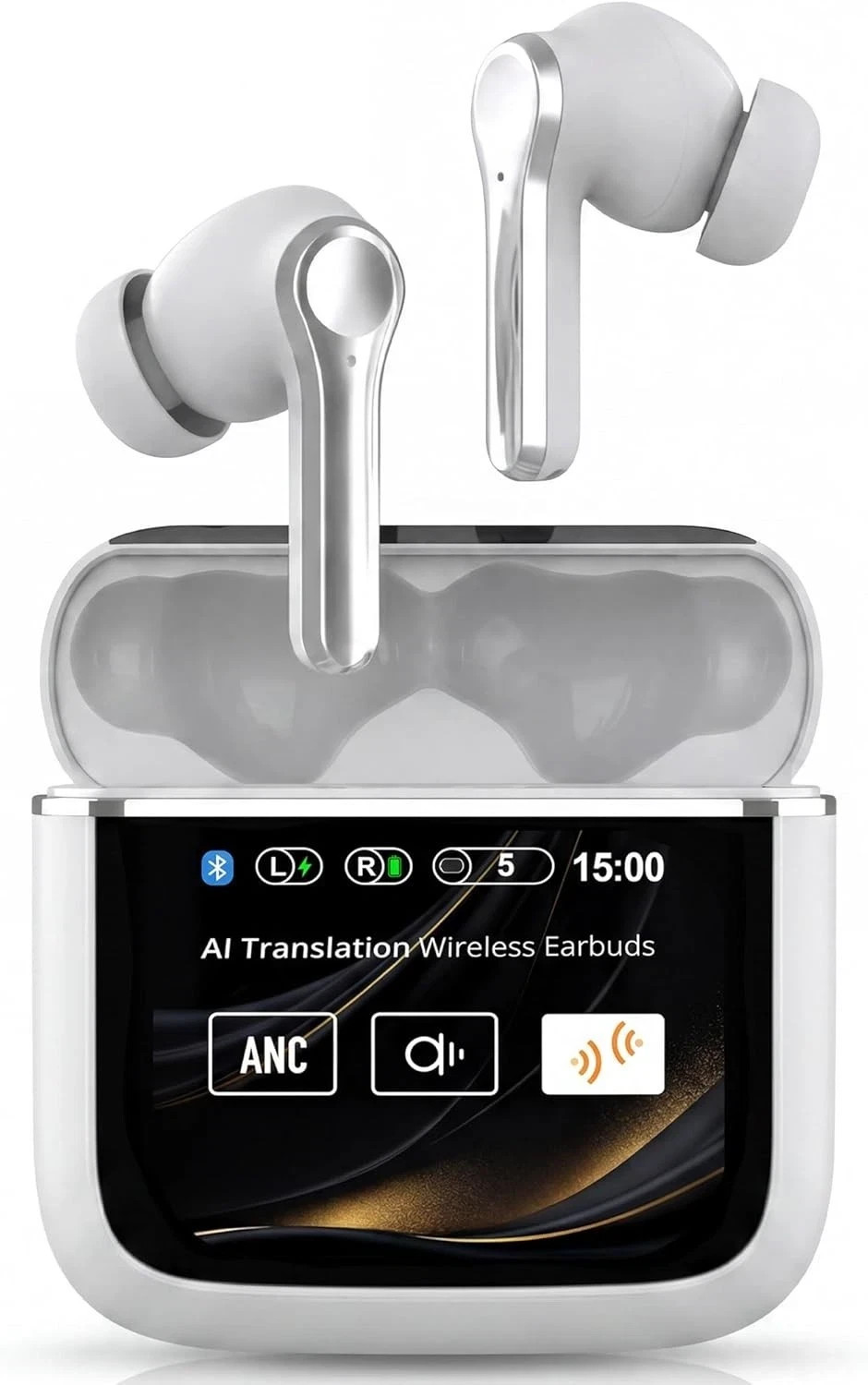 SureTech Wireless ANC/ENC AI Translation Ear Buds, Bluetooth 6.0, Touchscreen