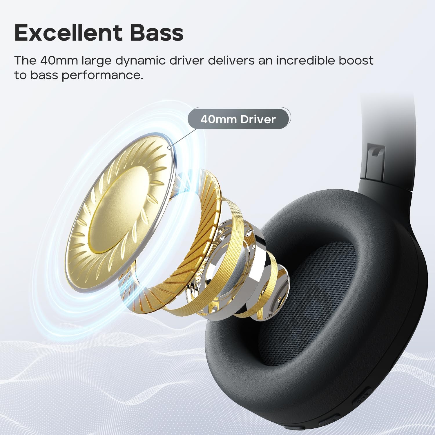 Tribit Wireless Over-Ear Headphones QuietPlus 81, Hybrid Active Noise Black