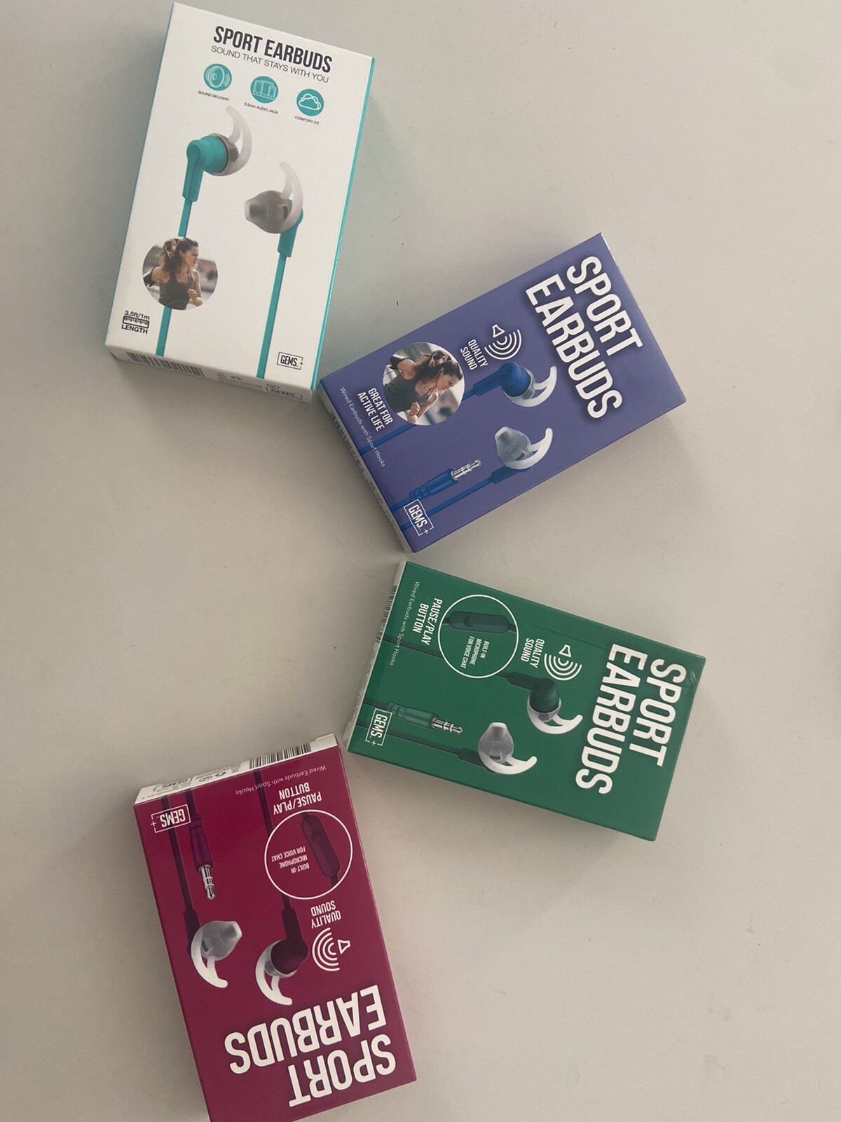 GEMS – Sport Earbuds with Mic (Teal)(Red)(Blue)(Green) Brand New Pick 1