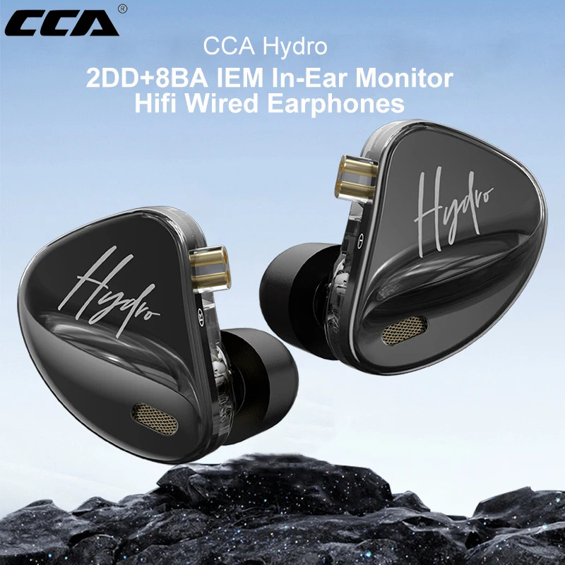 CCA Hydro Hybrid 10-Driver IEM Earbuds Wired HiFi Tuning Switch Detachable Cable