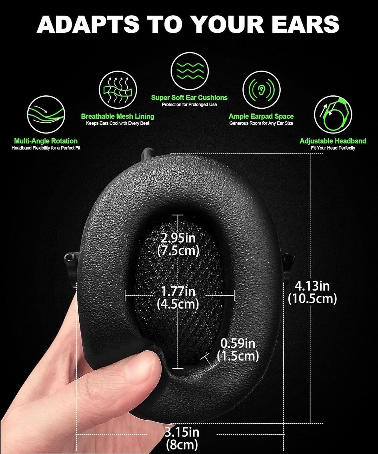 Rechargeable Bluetooth Earmuffs with 25dB Noise Reduction & FM/AM Radio – Black