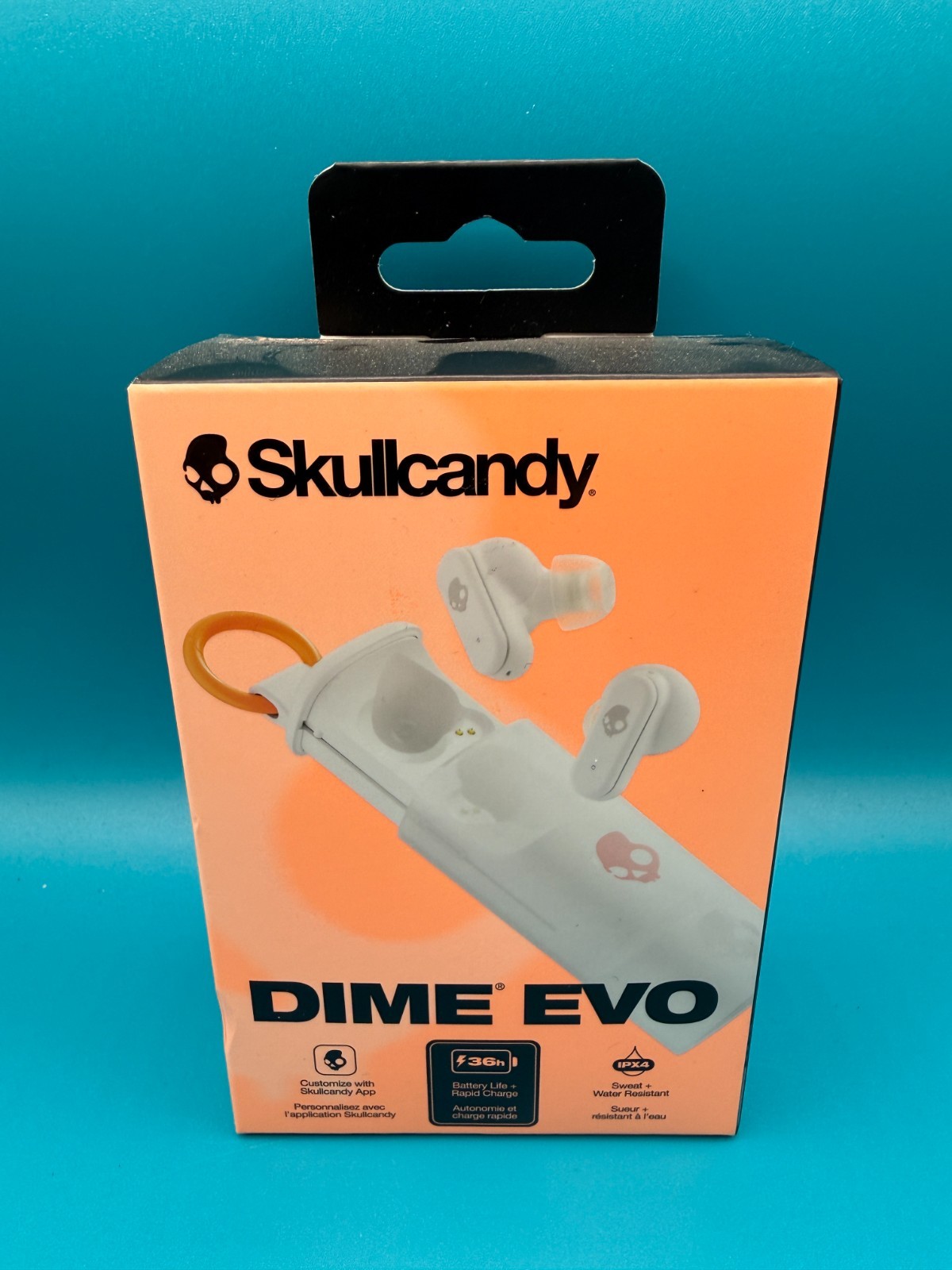 Skullcandy – Dime EVO True Wireless Bluetooth In-Ear Earbuds – Bone/Orange NEW