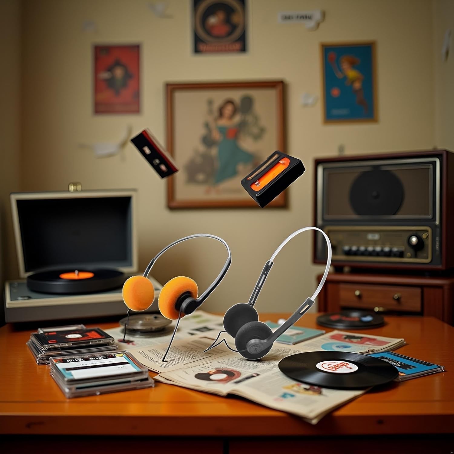 2 Pcs Retro On-Ear Wired Headphones for Vintage Sound & Modern Style