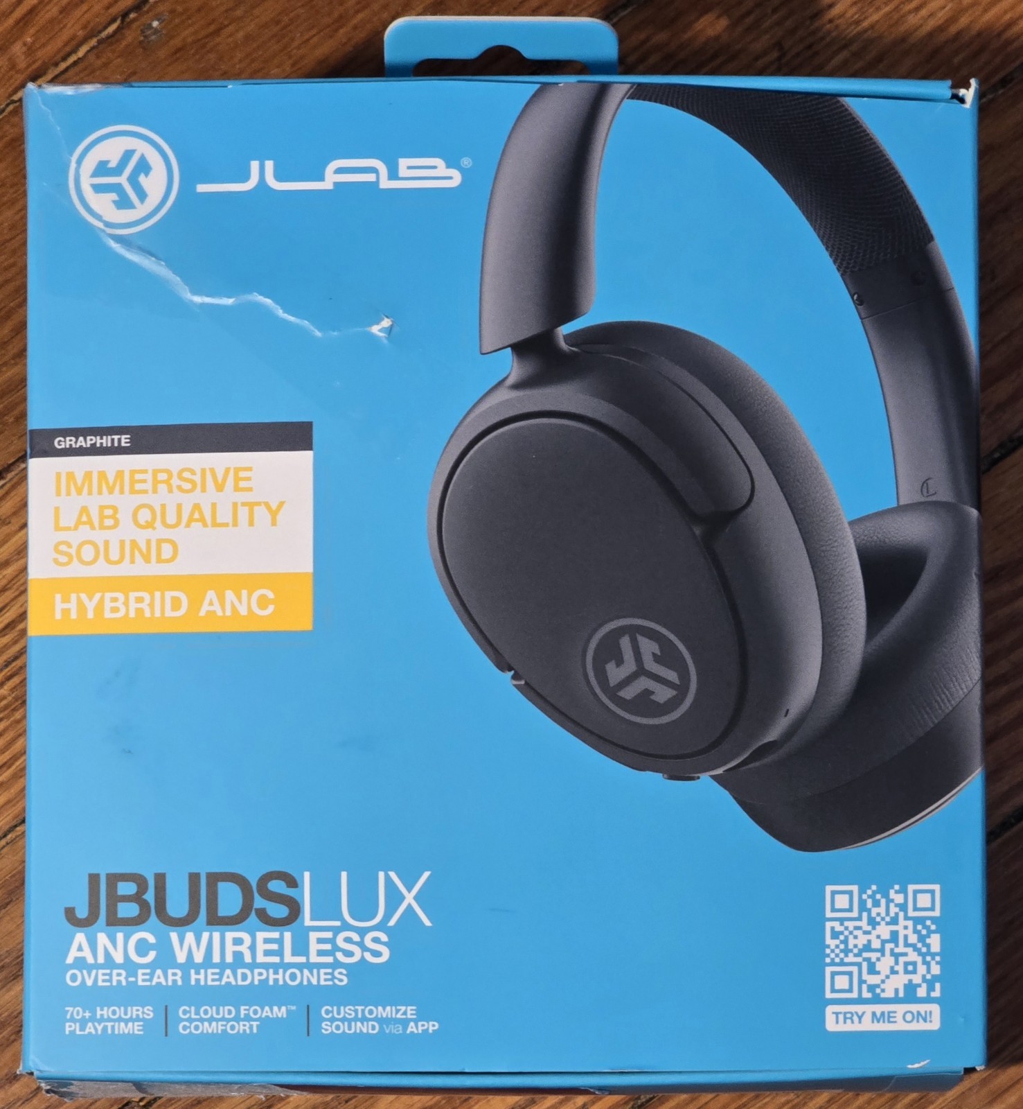 JLABS JBUDSLUX ANC Wireless Over-Ear Headphones, Dark Grey/Graphite