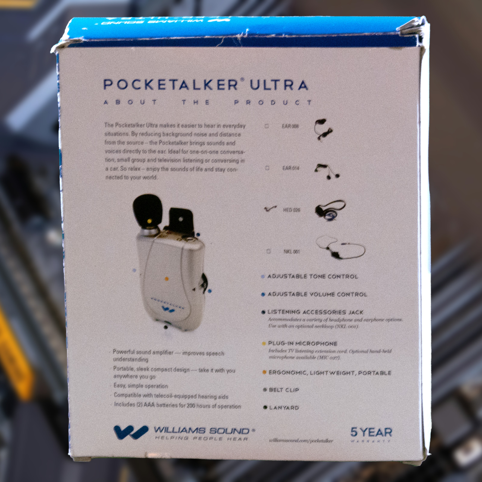 Williams Sound Pocketalker Ultra Personal Sound Amplifier PKT D1 EH – Tested
