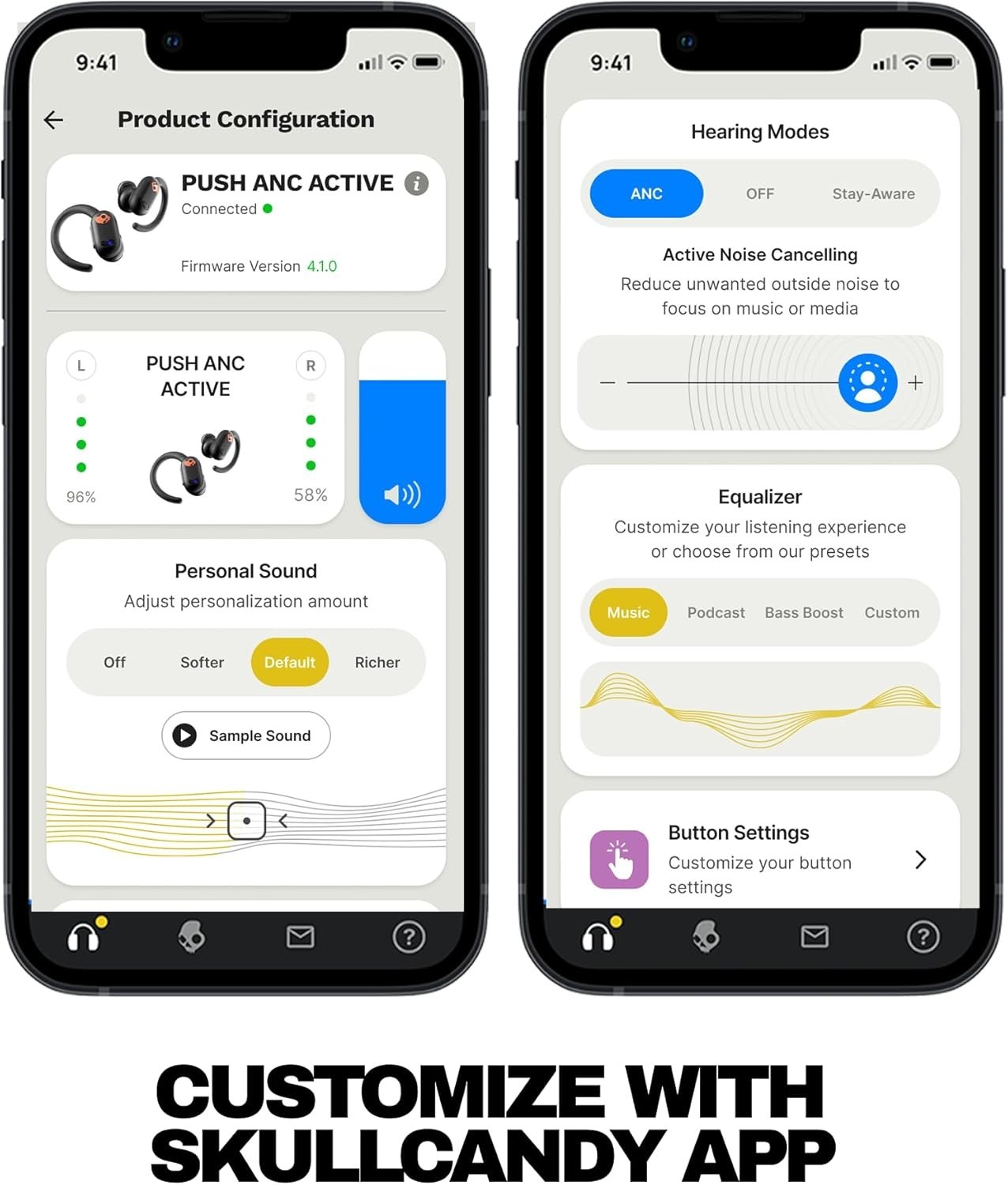 Skullcandy Push ANC Active Wireless Earbuds Black/Orange (S2PAW-S749)