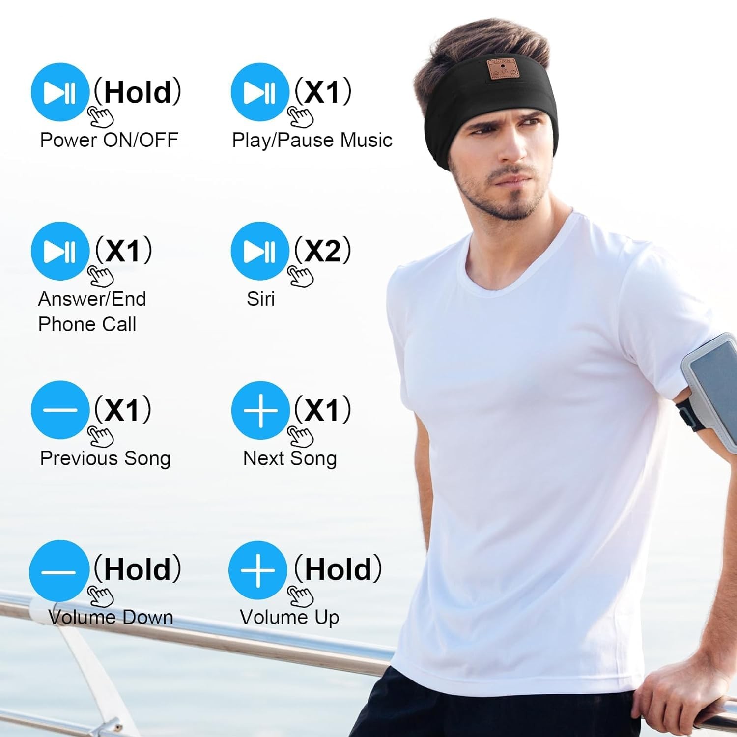 2-Pack Sleeping Headphones Wireless Bluetooth 1 Count (Pack of 2), Black+Grey
