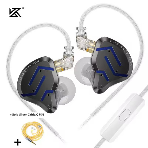 KZ ZSN Pro 2 Hybrid 1BA 1DD Wired IEM Earphones HiFi Sound
