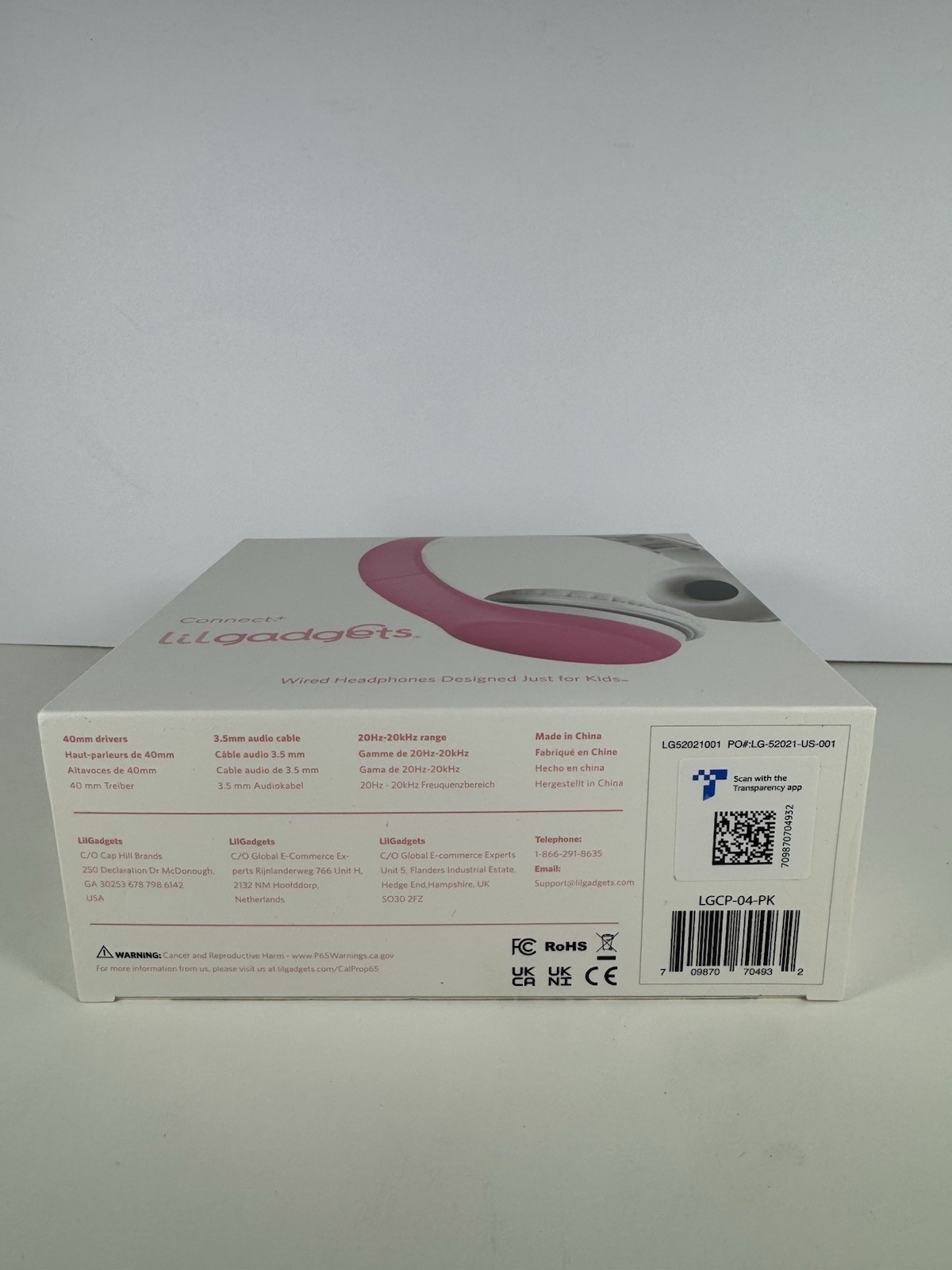 LilGadgets Connect+ Style Kids On-Ear Wired Headphones Pink 93dB New Sealed