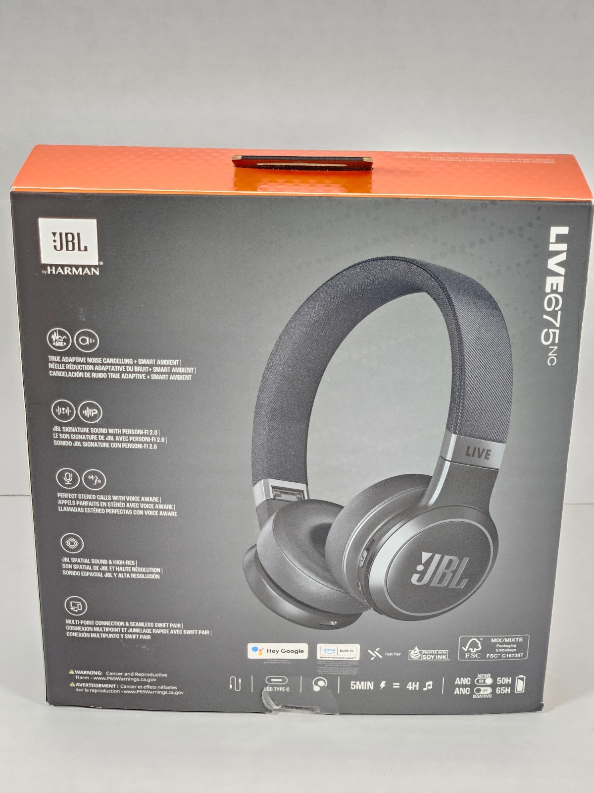 JBL Live 675NC Headpohones Open box tested working