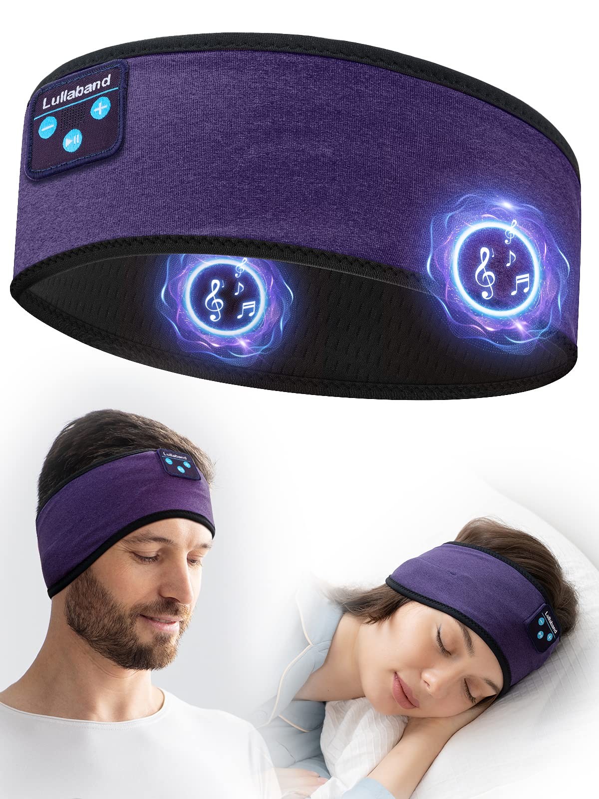 Lullaband Bluetooth Headband Headphones, 1 Count (Pack of 1), Dark Purple