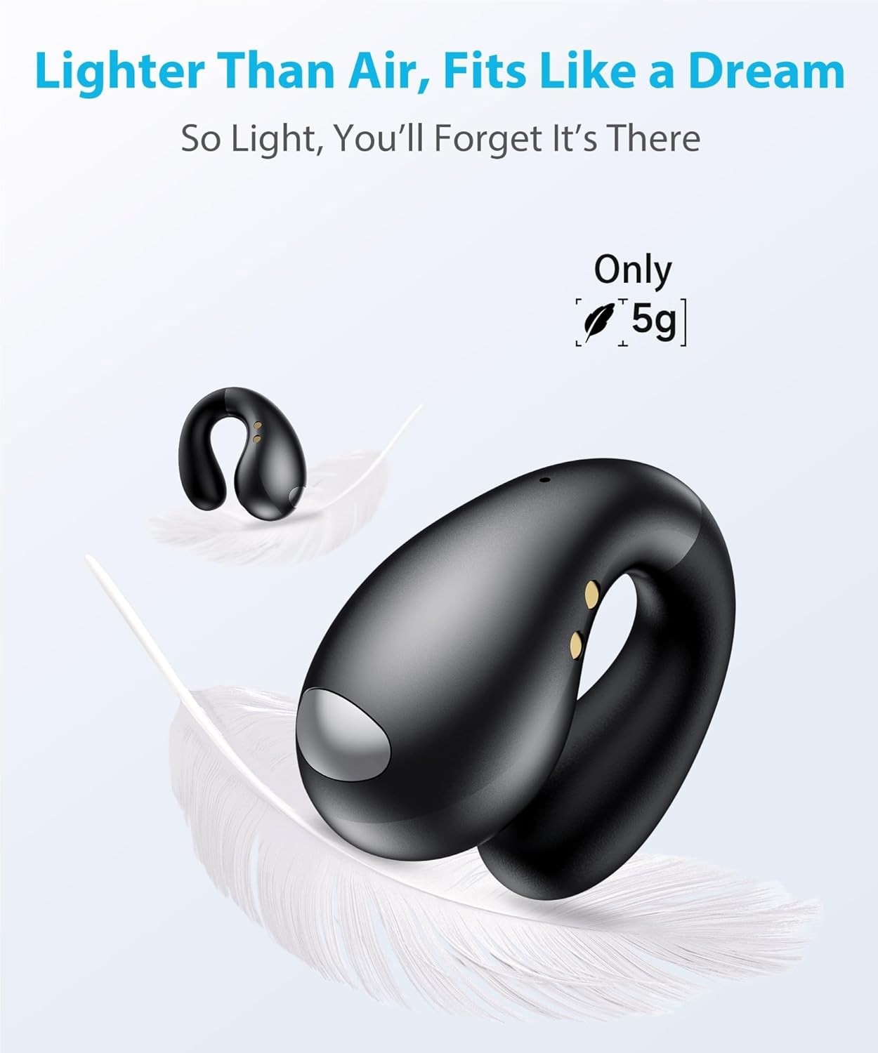 Boytond Ergonomic Wireless Bluetooth Open Ear Clip-On Earbud 5.3 Bone Conduction
