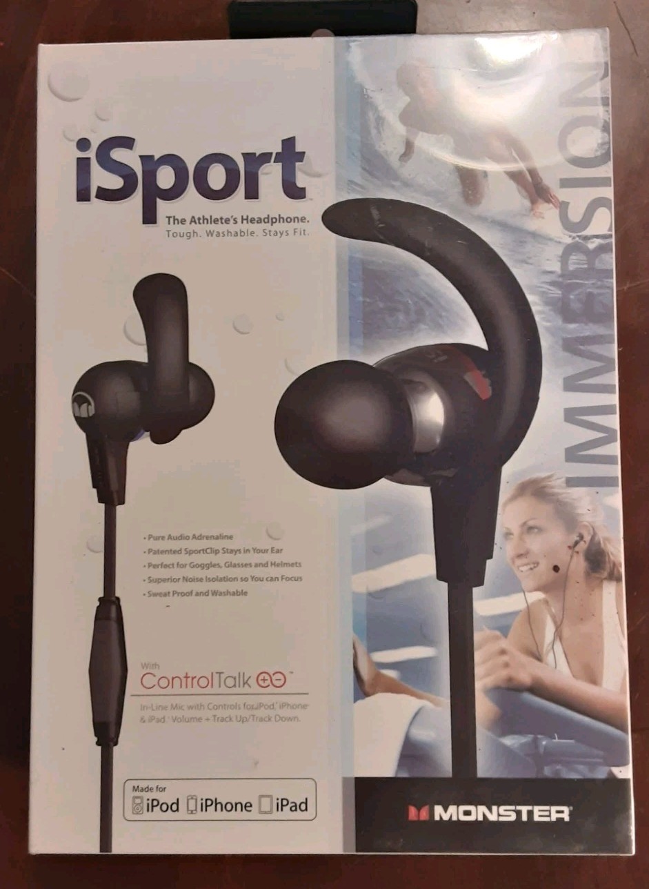 Monster iSport Immersion In-Ear Headphones with ControlTalk 128694-00 Black NIB