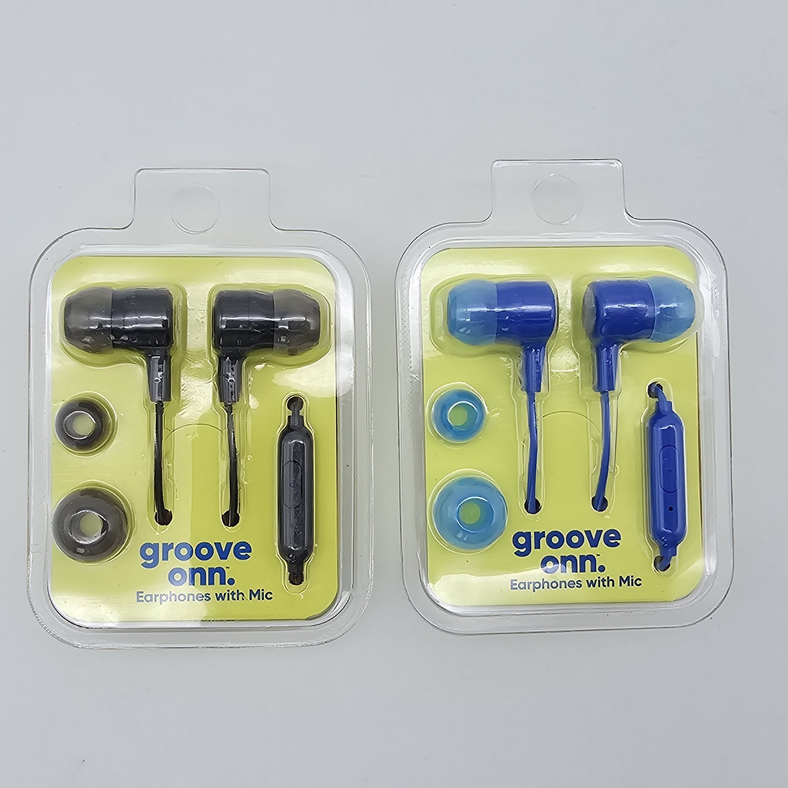2 Pair Groove Onn Earphones Earbuds Headphones (Blue, Black) 3 Tips 3.5mm Jack