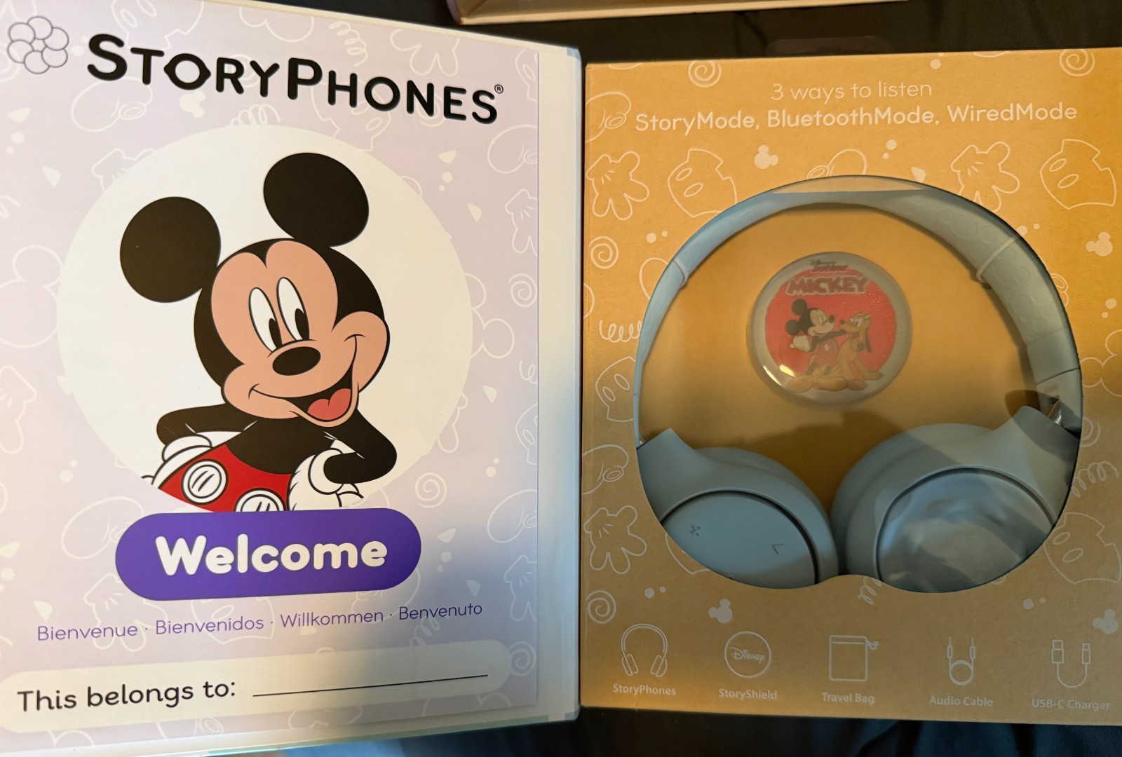NEW STORYPHONES Storytelling HEADPHONES for KIDS, Disney Bundle w/1 STORY BLUE