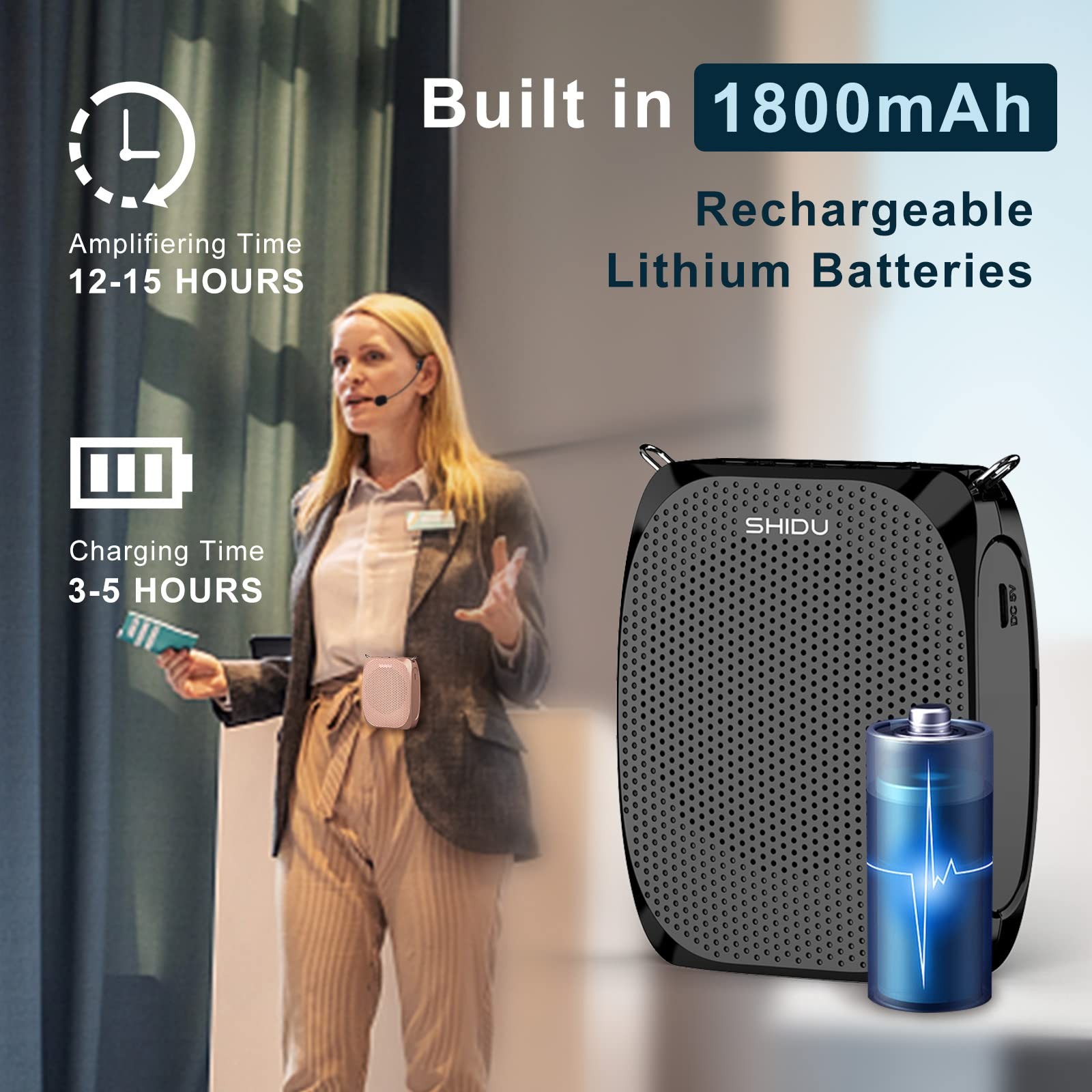 SHIDU Voice Amplifier for Teachers Portable Microphone and Speaker