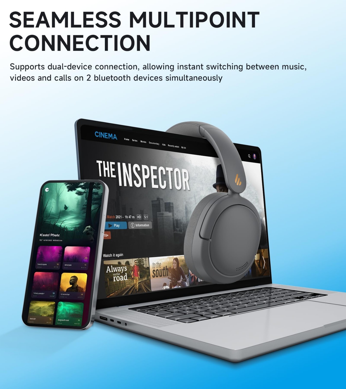 Wireless Over-Ear Headphones – Active Noise Cancelling, Hi-Res Audio, 45H Playti