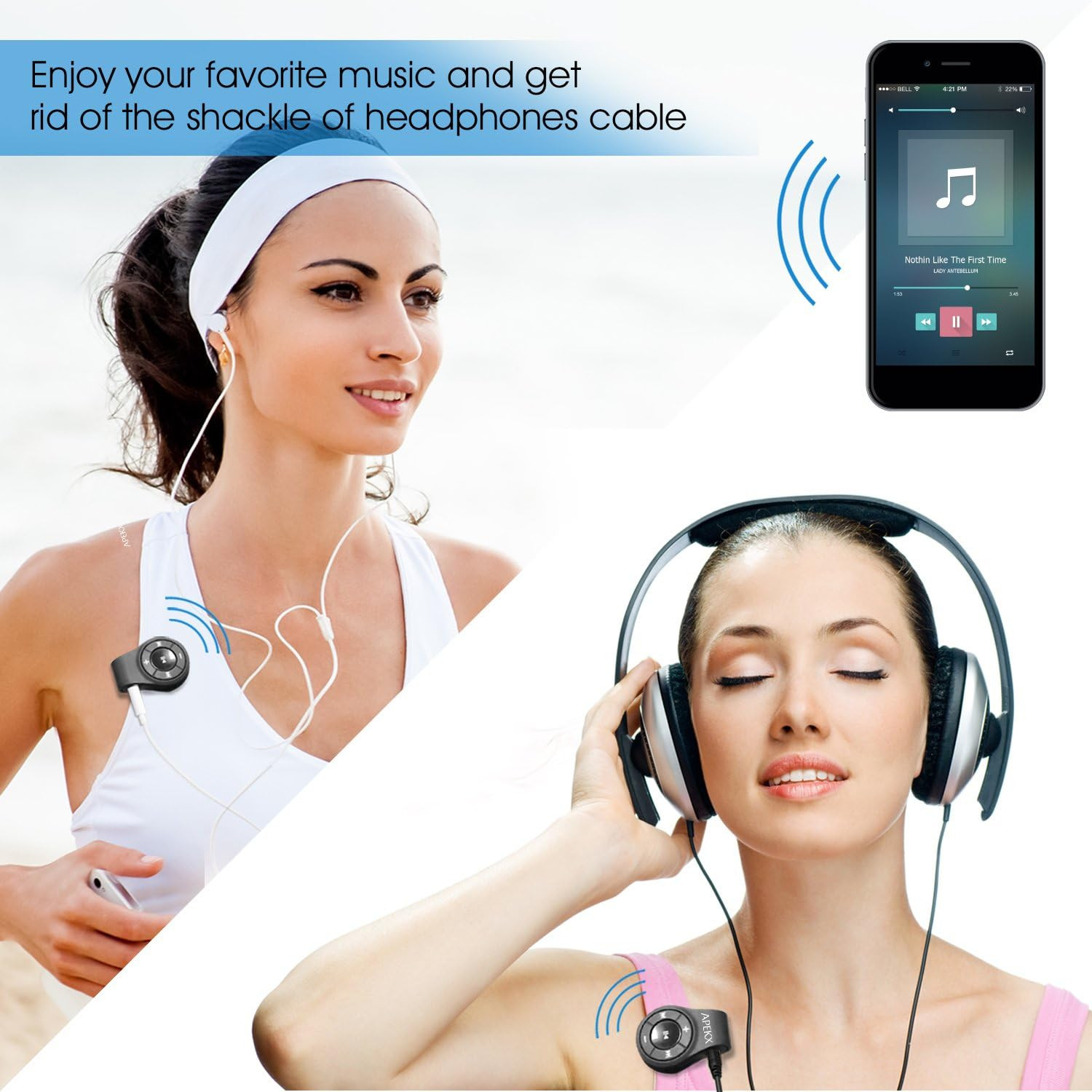 Wireless Audio Adapter Bluetooth 4.1 Turns Wired Headphones into Wireless
