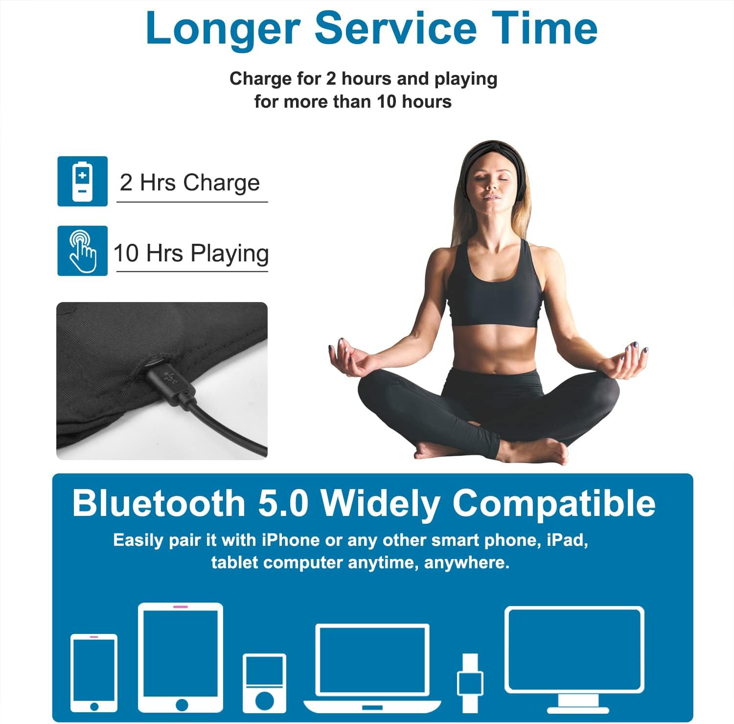 Bluetooth Headband Headphones for Women, Wireless Headband Headphones with HD Sp