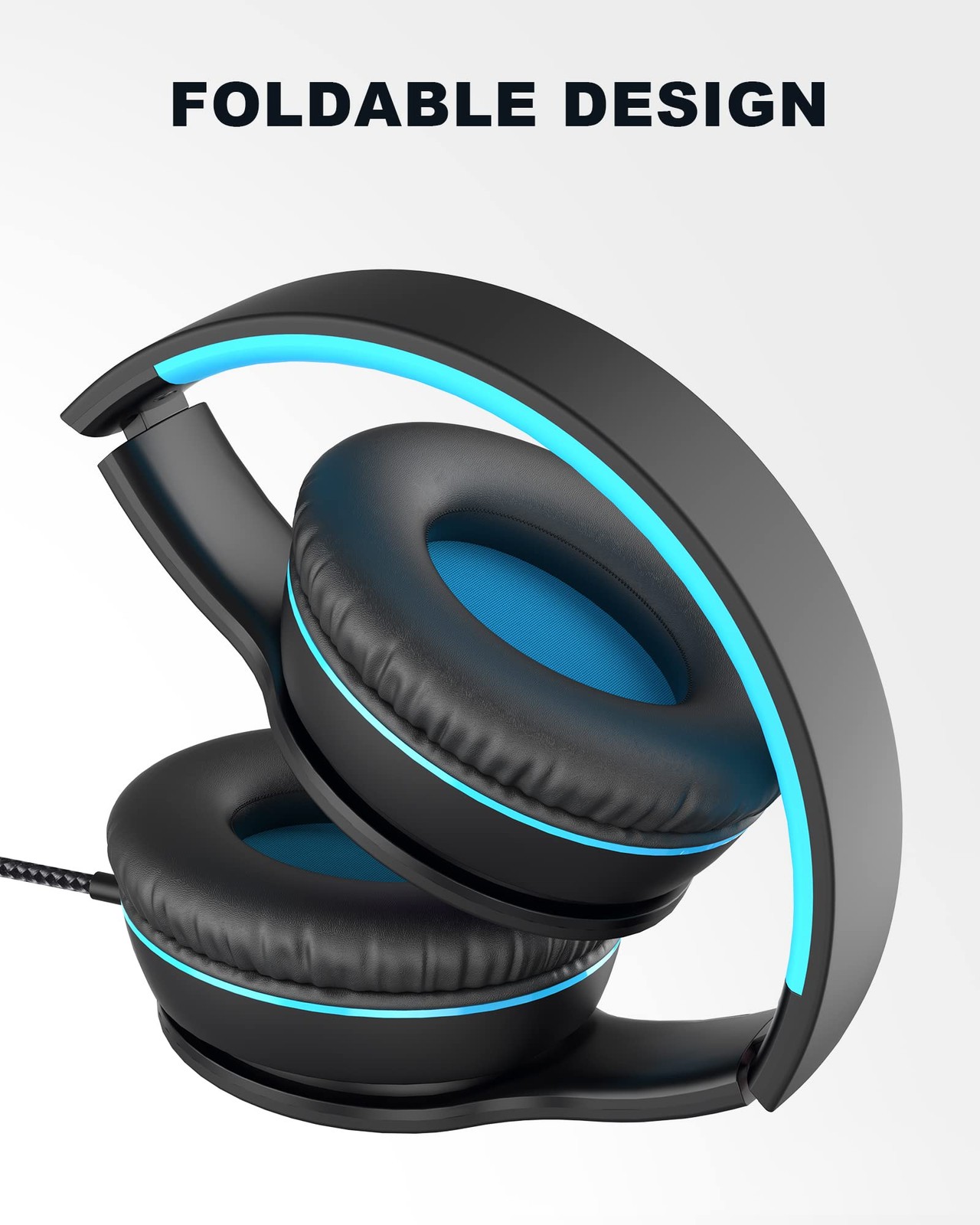 Black i45 Kids Wired OnEar Headphones Foldable 1.5M Cord 3.5mm Jack Headset