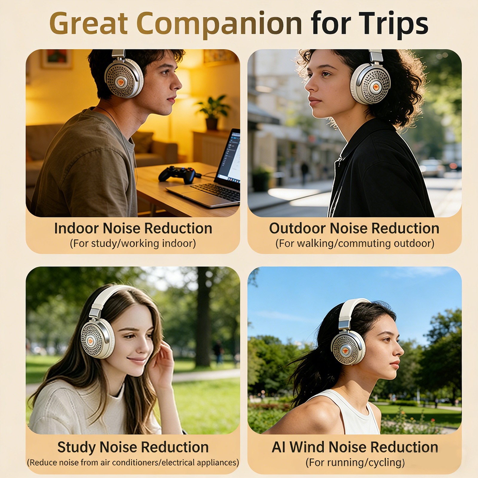Over-Ear Bluetooth Headphones 5.4, 100H Standby, Fast Charge,Gaming Headset