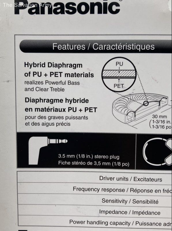 Panasonic RP-HX40 Black Slimz Stereo Hybrid Diaphragm 3.5mm Over Ear Headphones