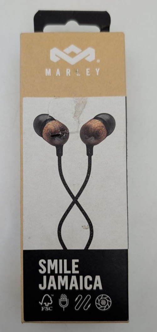 House Of Marley Smile Jamaica Wired Earbuds 9mm Drivers In Ear Microphone Black