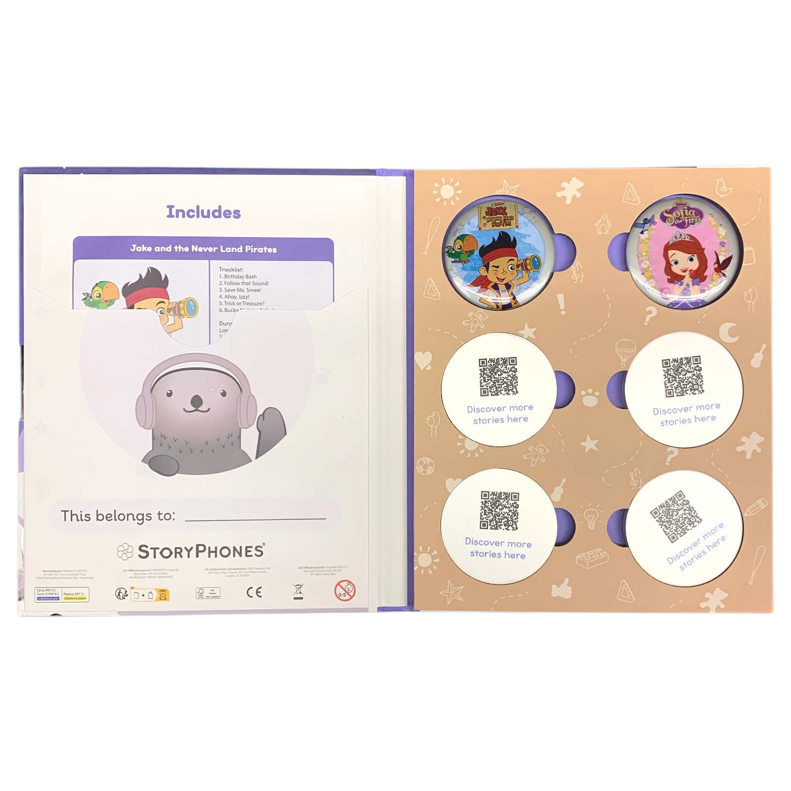 Onanoff StoryPhones Kids Bluetooth Headphones & Storybook Disney Bundle (Blue)