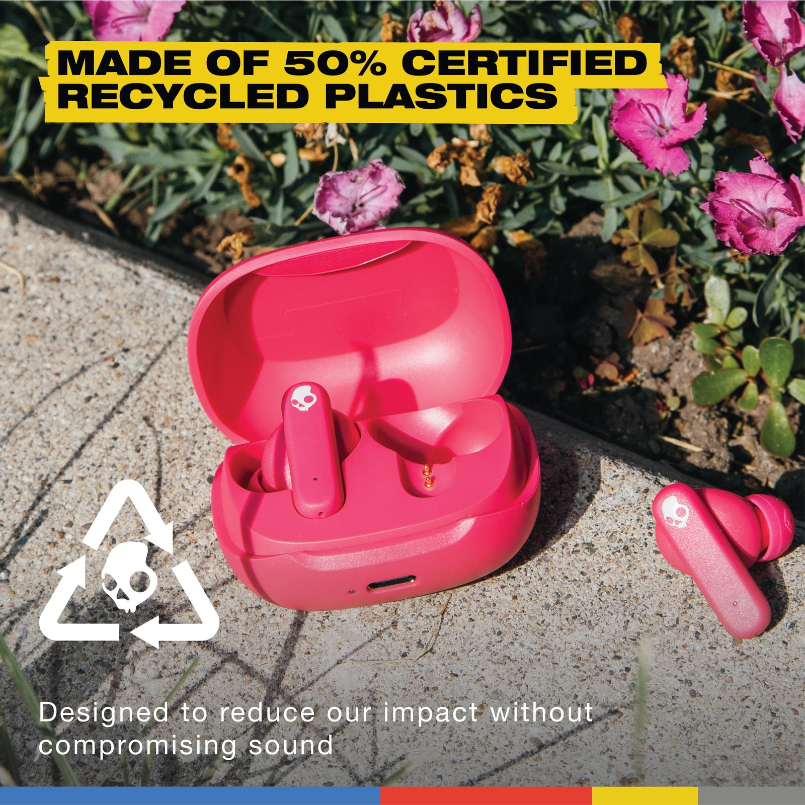 Skullcandy Smokin’ Buds XT True Wireless Inner Ear Earbuds, Pink