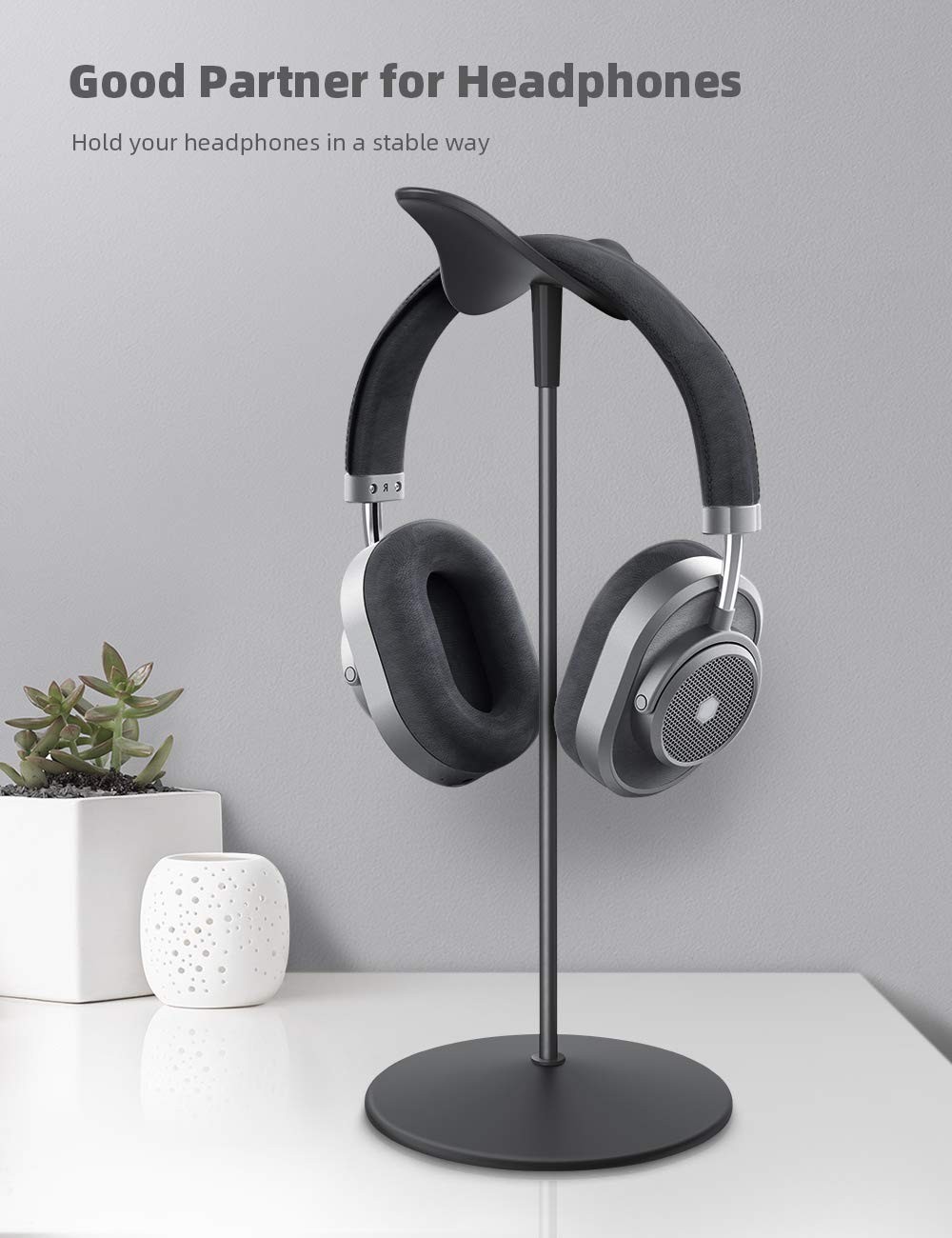 Lamicall Headphone Stand, Desktop Headset Holder – Desk Earphone Black