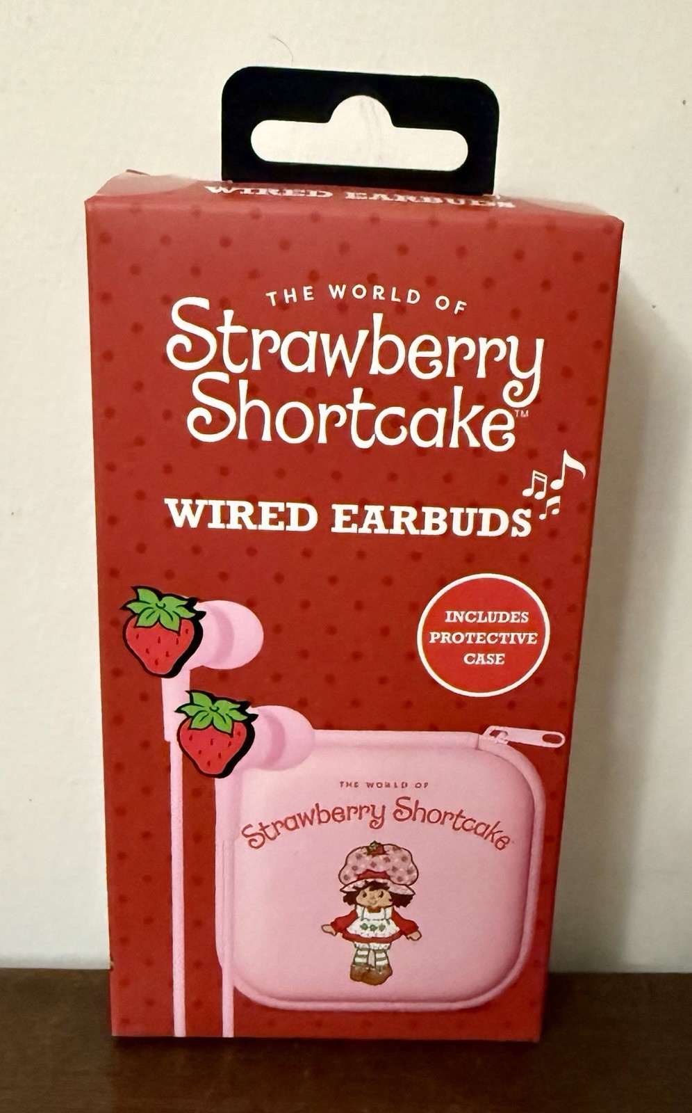 NEW🍓Strawberry Shortcake Wired Earbuds & Protective Case🎧Retro Pink Headphones