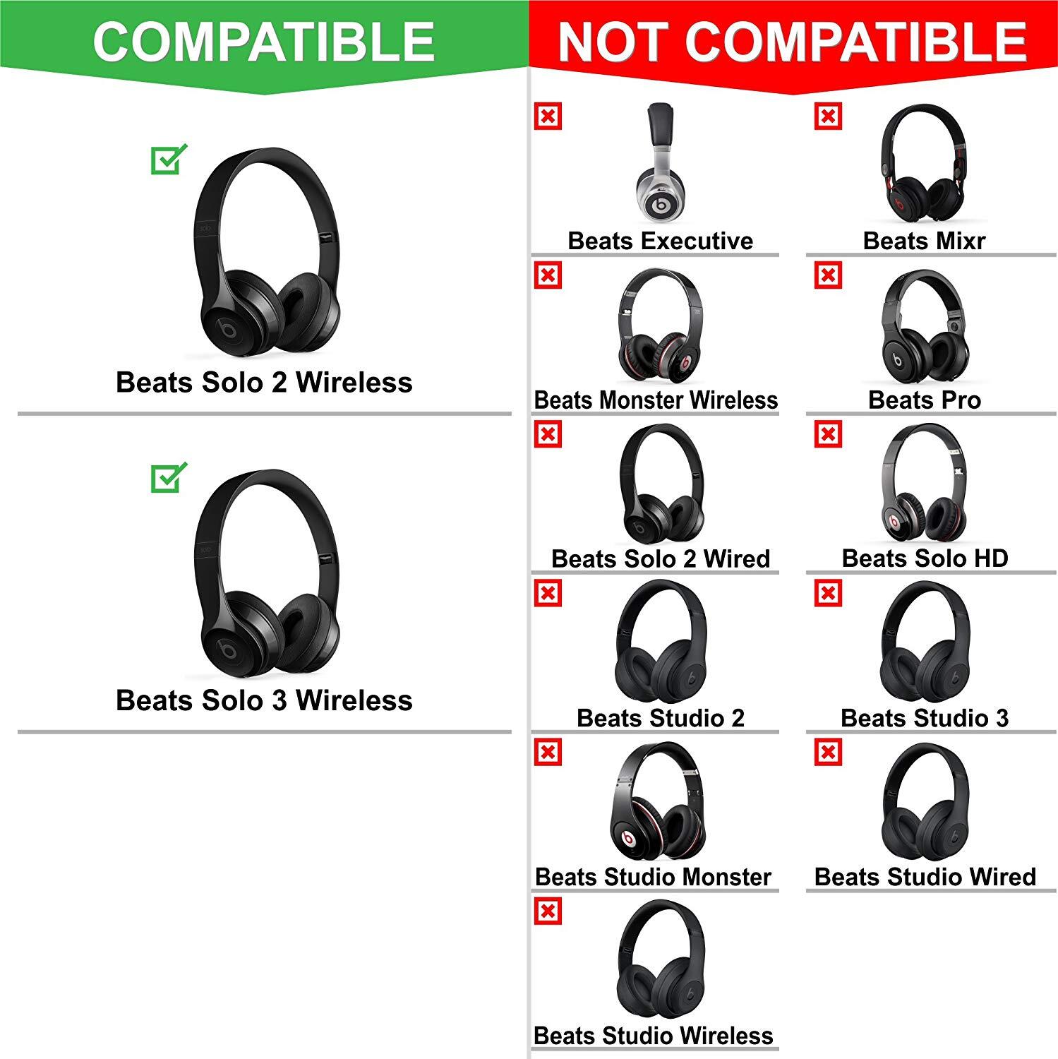 Replacement Ear Pads Cushion Cover for Beats by Dr Dre Solo 2 & Solo 3 Wireless