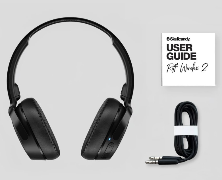 Headphones-Skullcandy Riff2 Wireless S5PRW-P740 On-Ear Bluetooth True Black