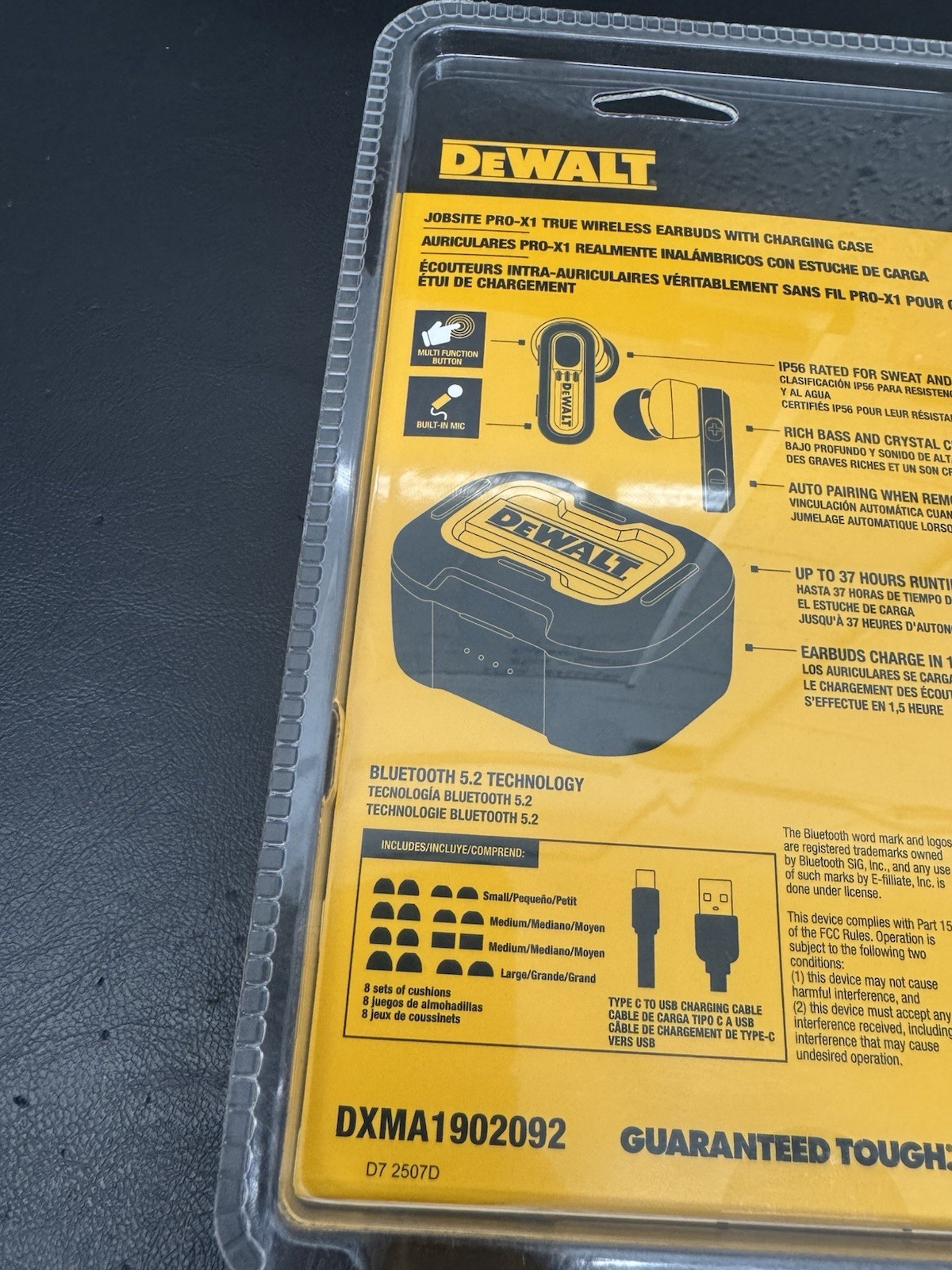 DEWALT DXMA1902092 Pro-X1 Jobsite Bluetooth Earbuds – Black/Yellow