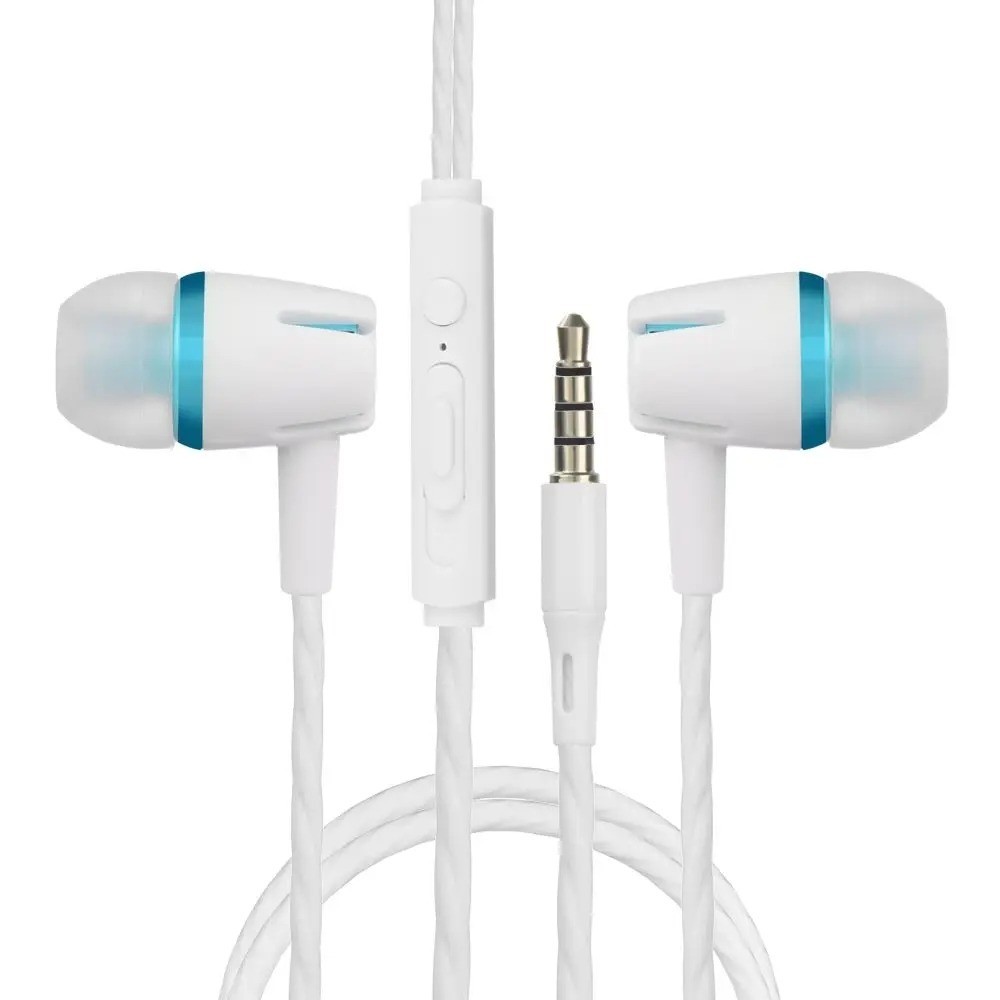 1Pc Wired Stereo Earphones 3.5mm, In-Ear with Mic, Nylon Weave Cable for Laptop