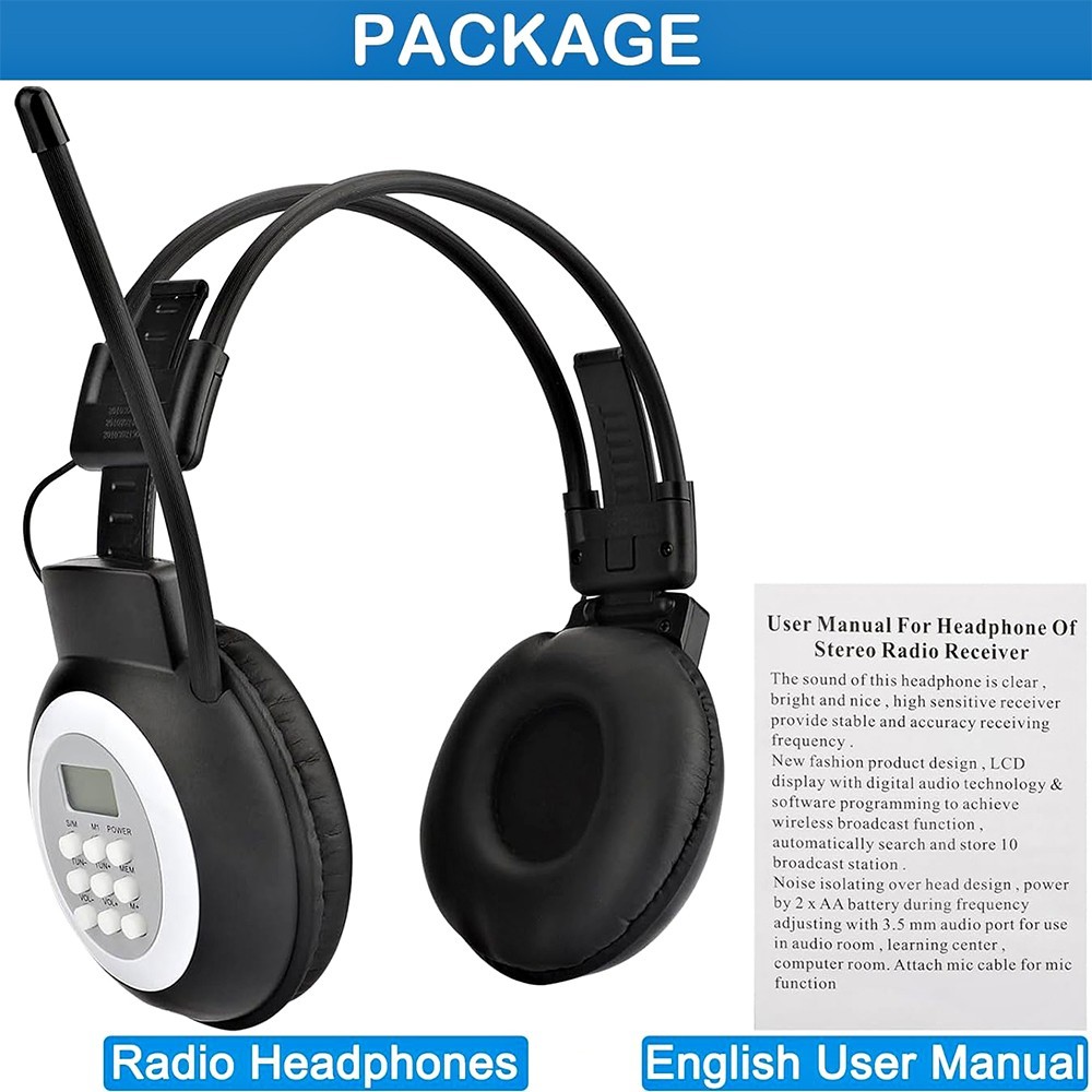 FM RADIO HEADPHONES DIGITAL DISPLAY FOLDABLE ADJUSTABLE EARMUFFS STEREO HEADSET