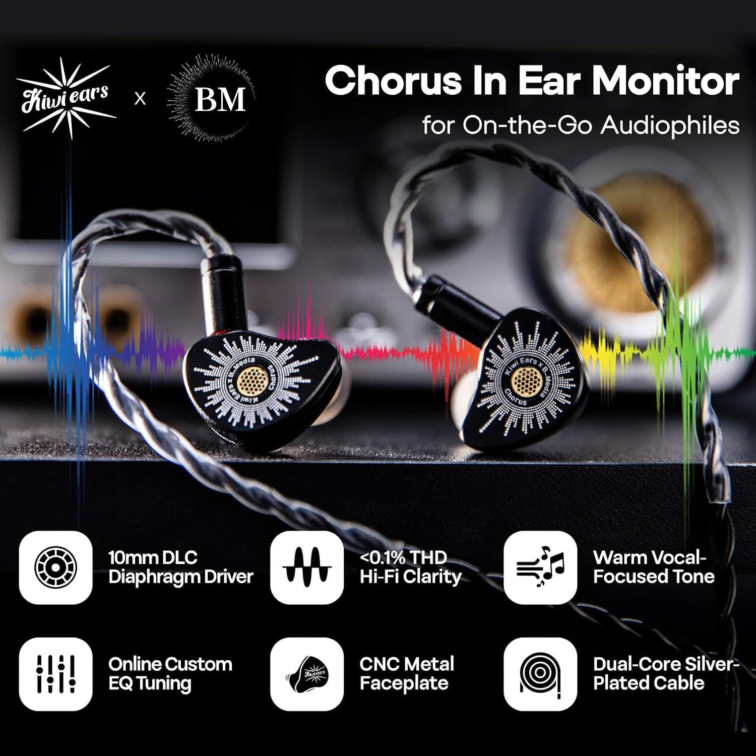 Kiwi Ears X B_Media: Chorus in Ear Monitor,Dlc Diaphragm Dynamic Driver Wired Ea