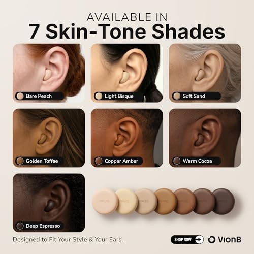 Air Skin Tones Invisible Earbuds for Small Ears – Wireless Bluetooth Warm Cocoa