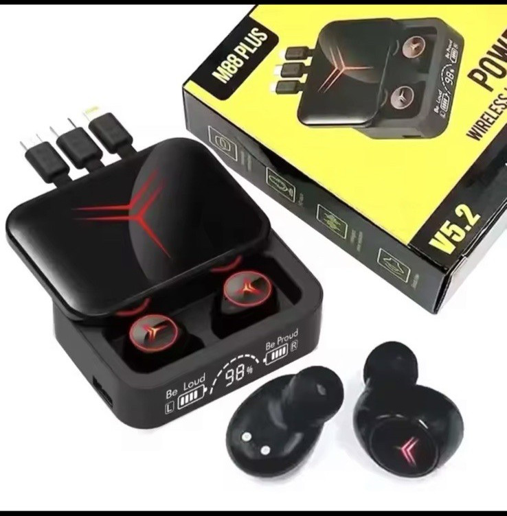 M88 Plus ENC Wireless Headphones w/3 in 1 Charging & Charging Case