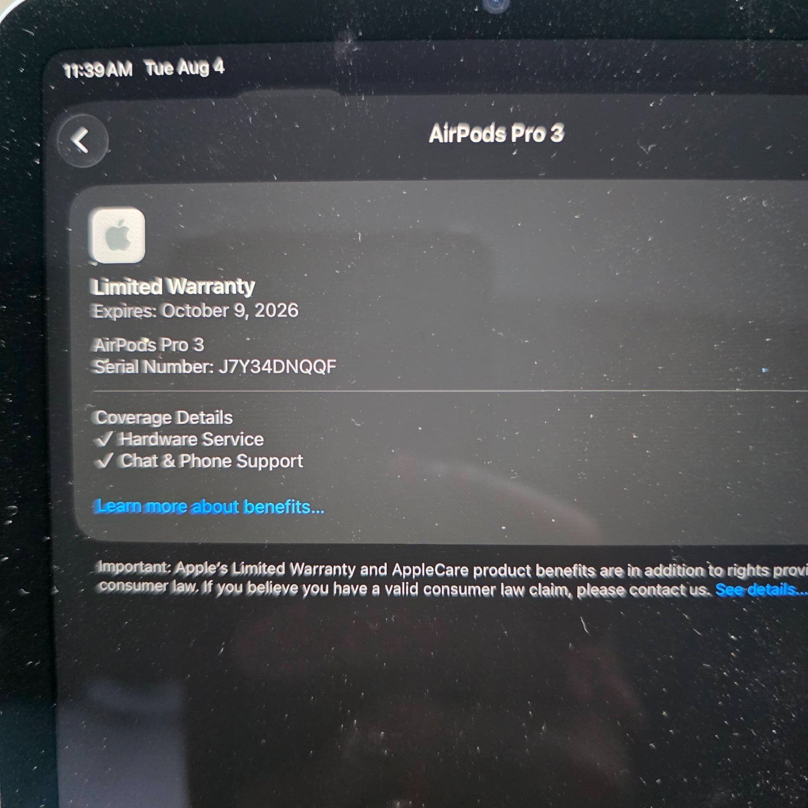 Apple AirPods Pro 3rd Generation Wireless In-Ear Headset – Warranty Oct 2026