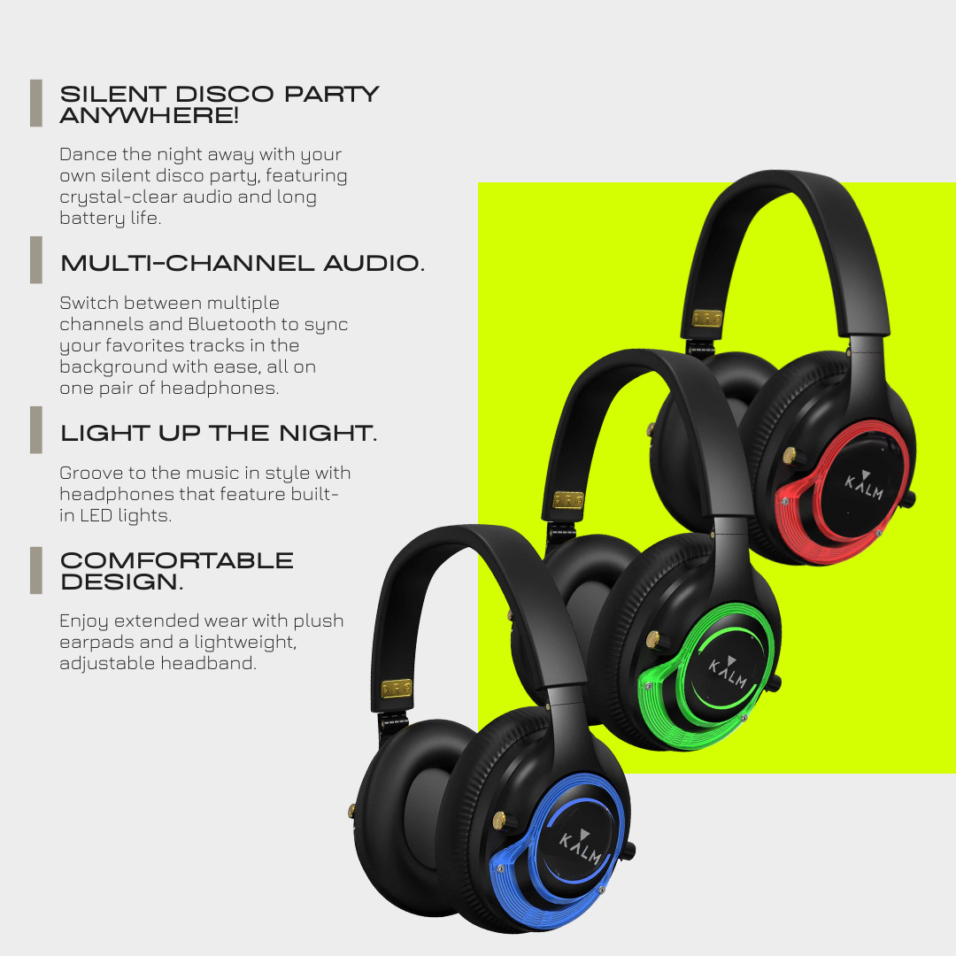 Silent Disco System Bundle w/Headphones & Transmitter – Party Event Fitness