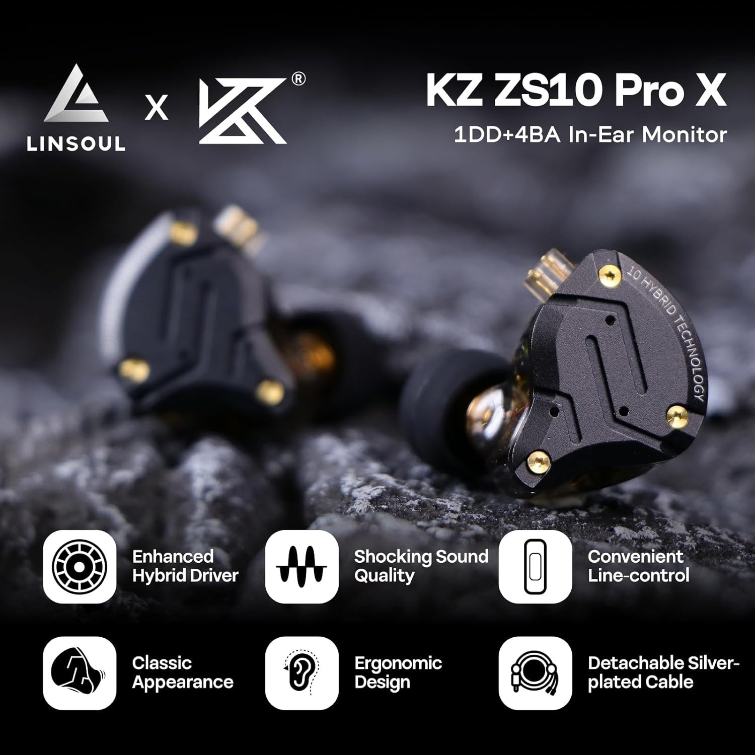 KZ ZS10 PRO X IEM Earphones – Detachable Cable & Noise Cancellation