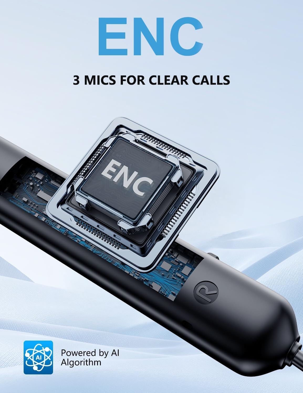 ANC Wireless Neckband Bluetooth Earbuds 60Hr Playtime Magnetic Earphones
