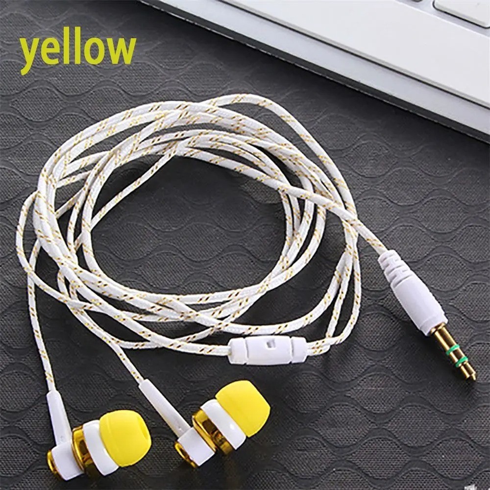 1Pc Wired Stereo Earphones 3.5mm, In-Ear with Mic, Nylon Weave Cable for Laptop